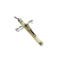 Vintage French Mother of Pearl Crucifix Pendant with Silver Mounts - Vintage French Treasures