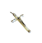 Vintage French Mother of Pearl Crucifix Pendant with Silver Mounts -