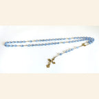 Antique French Hallmarked Silver Vermeil Rosary with Faceted Blue Glass Beads -