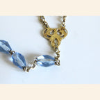 Antique French Hallmarked Silver Vermeil Rosary with Faceted Blue Glass Beads -