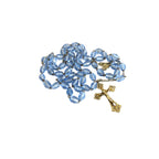 Antique French Hallmarked Silver Vermeil Rosary with Faceted Blue Glass Beads -