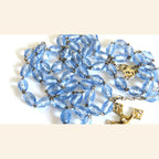 Antique French Hallmarked Silver Vermeil Rosary with Faceted Blue Glass Beads -