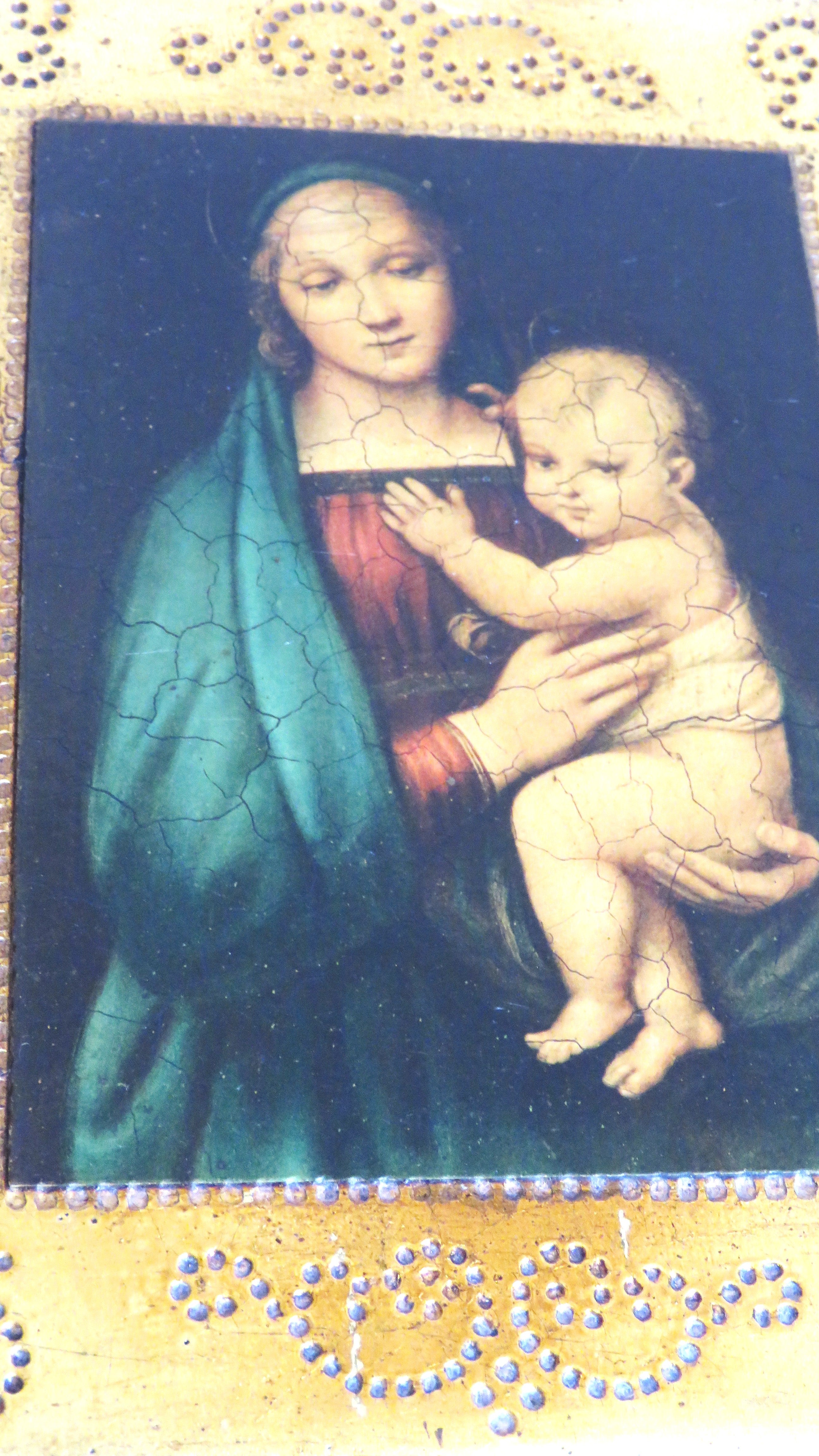 Vintage Florentine Madonna and Child Plaque After Raphael Religious Wall Art Italian Gilt Devotional Icon - Vintage French Treasures