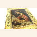 Antique Italian Florentine Madonna & Child Panel – Gilt Tole Style Religious Plaque After Carlo Dolci -