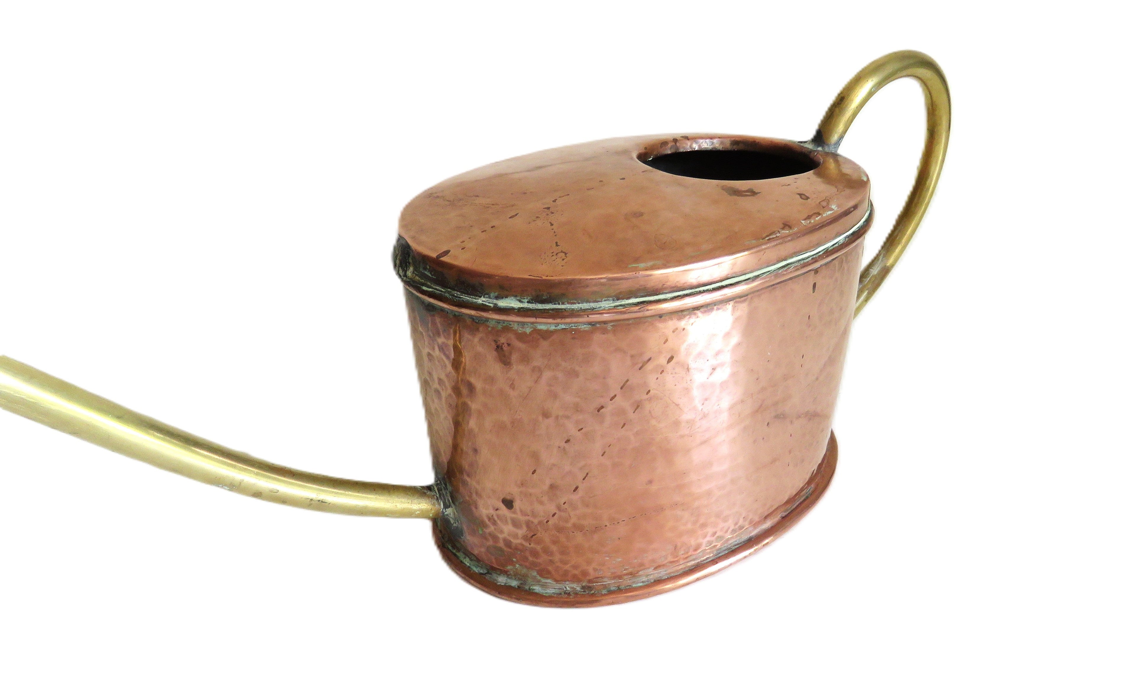 Vintage French Copper Watering Can | Hammered Copper & Brass Plant Waterer | French Country Garden Decor - Vintage French Treasures
