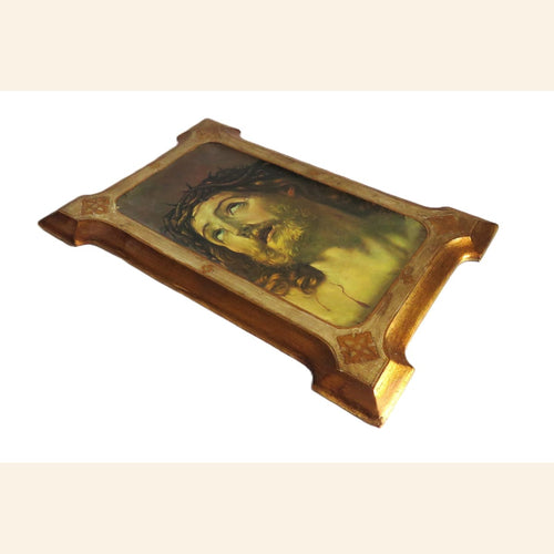 Antique French Ecce Homo Christ Plaque in Original Frame c.1900 -
