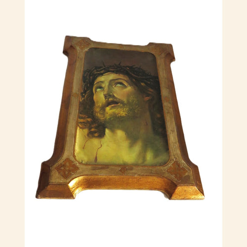 Antique French Ecce Homo Christ Plaque in Original Frame c.1900 -