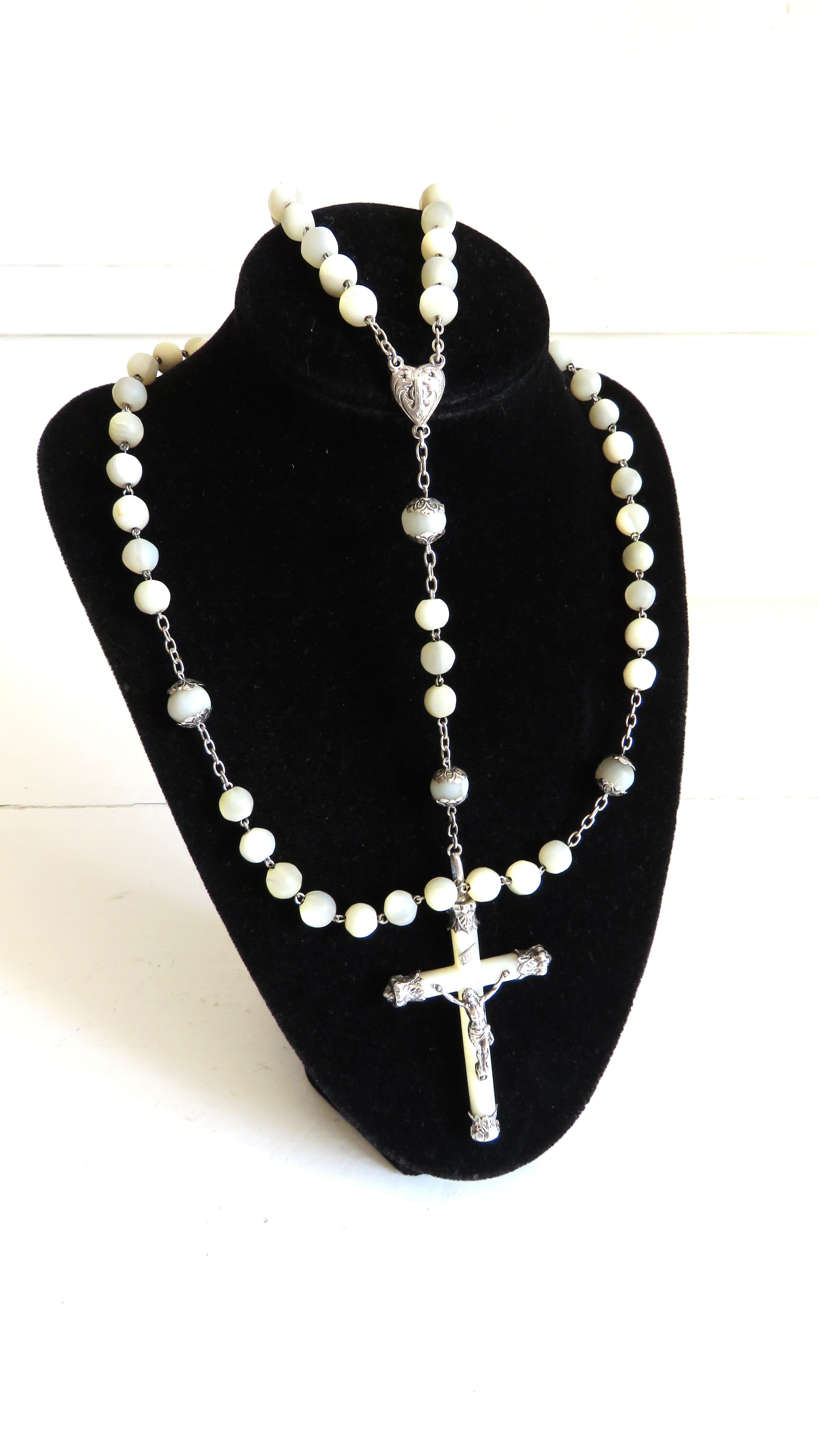 Early 1900s French Mother of Pearl Rosary | Hallmarked Silver - Vintage French Treasures
