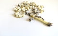 Early 1900s French Mother of Pearl Rosary | Hallmarked Silver - Vintage French Treasures