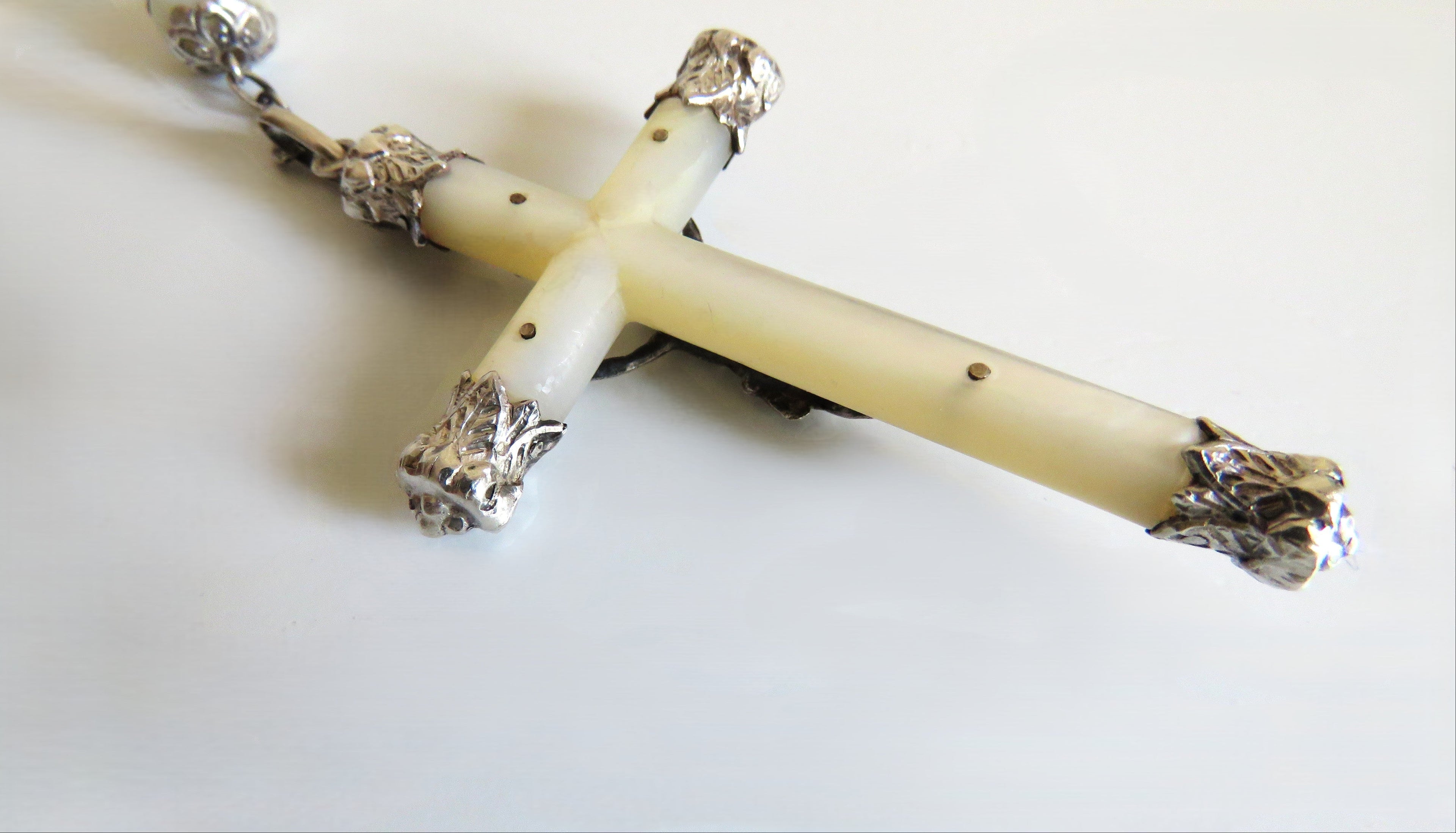 Early 1900s French Mother of Pearl Rosary | Hallmarked Silver - Vintage French Treasures