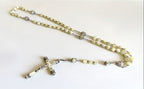 Early 1900s French Mother of Pearl Rosary Hallmarked Silver 
