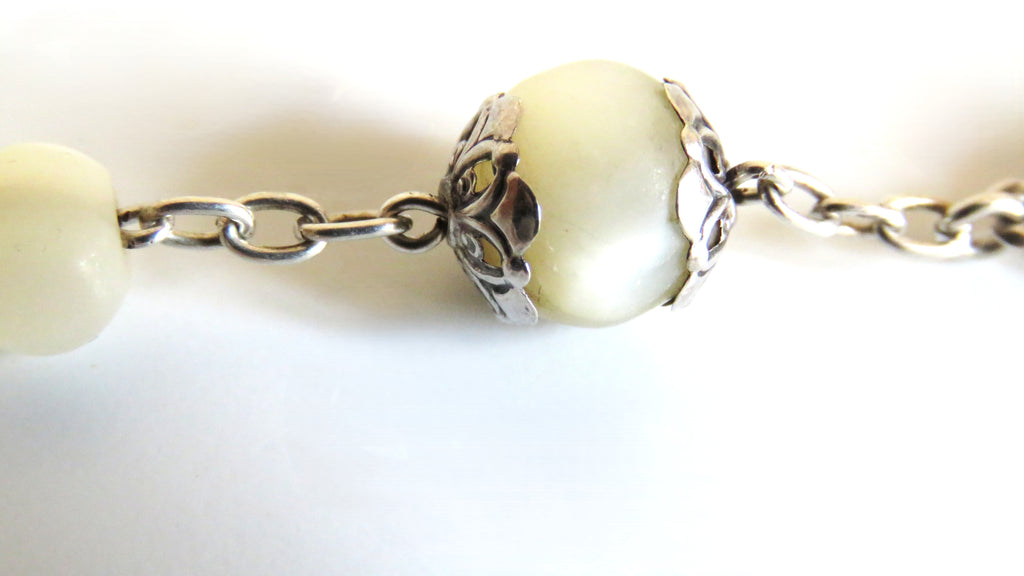 Early 1900s French Mother of Pearl Rosary | Hallmarked Silver - Vintage French Treasures