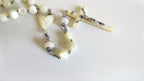 Large Antique French Mother of Pearl & Silver Rosary Heart Centre Hallmarked Silver