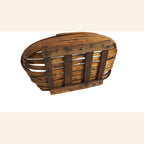 Antique French Split Wood Gathering Basket | Large Rustic Country Market Basket | Primitive Farmhouse Decor -