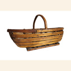 Antique French Split Wood Gathering Basket | Large Rustic Country Market Basket | Primitive Farmhouse Decor -