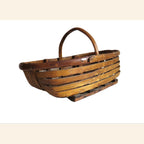 Antique French Split Wood Gathering Basket | Large Rustic Country Market Basket | Primitive Farmhouse Decor -