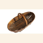 Antique French Split Wood Gathering Basket | Large Rustic Country Market Basket | Primitive Farmhouse Decor -