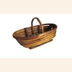 Antique French Split Wood Gathering Basket | Large Rustic Country Market Basket | Primitive Farmhouse Decor -
