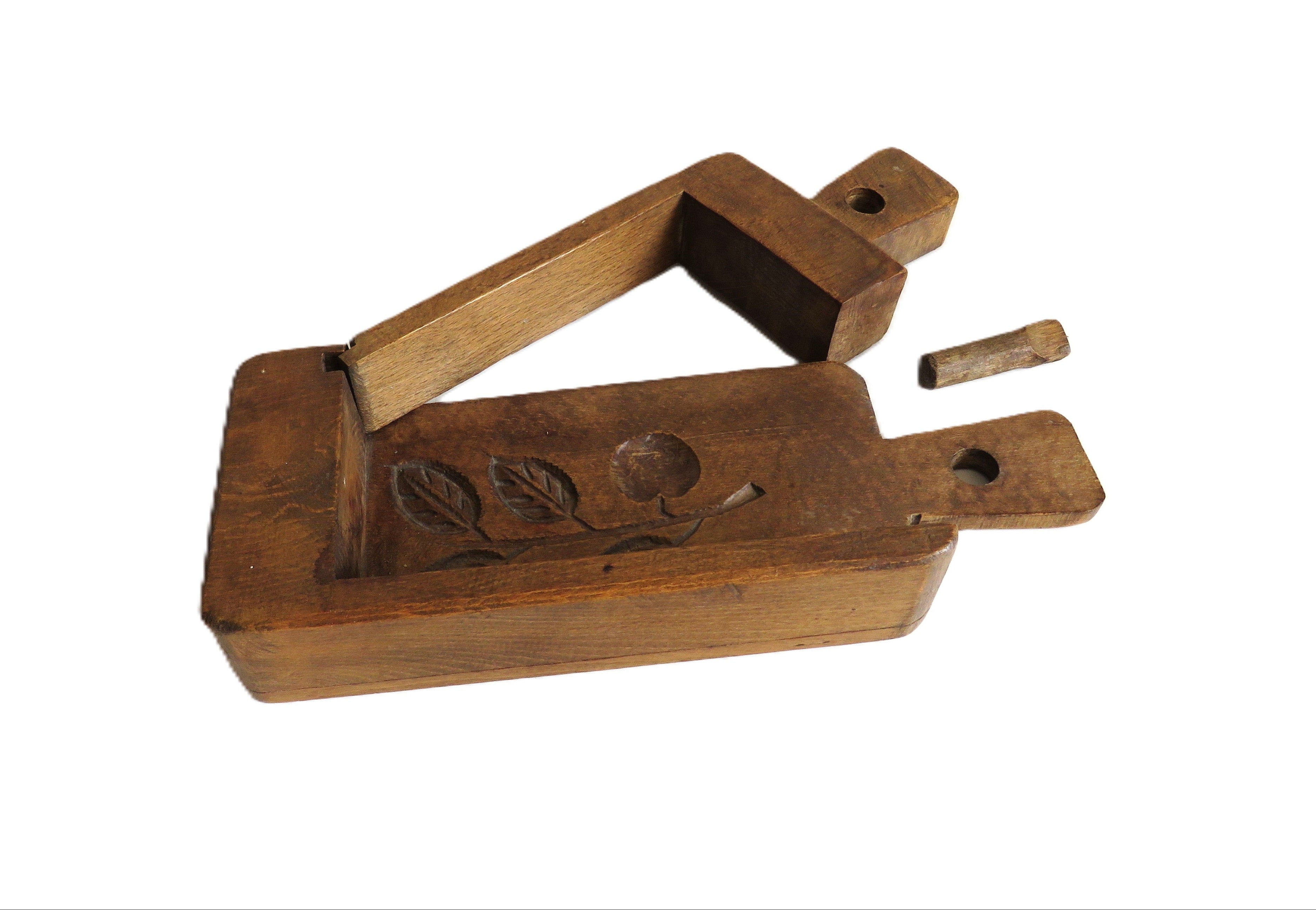 Antique French Wooden Butter Mold Press Primitive Folk Art Kitchen Tool - Vintage French Treasures
