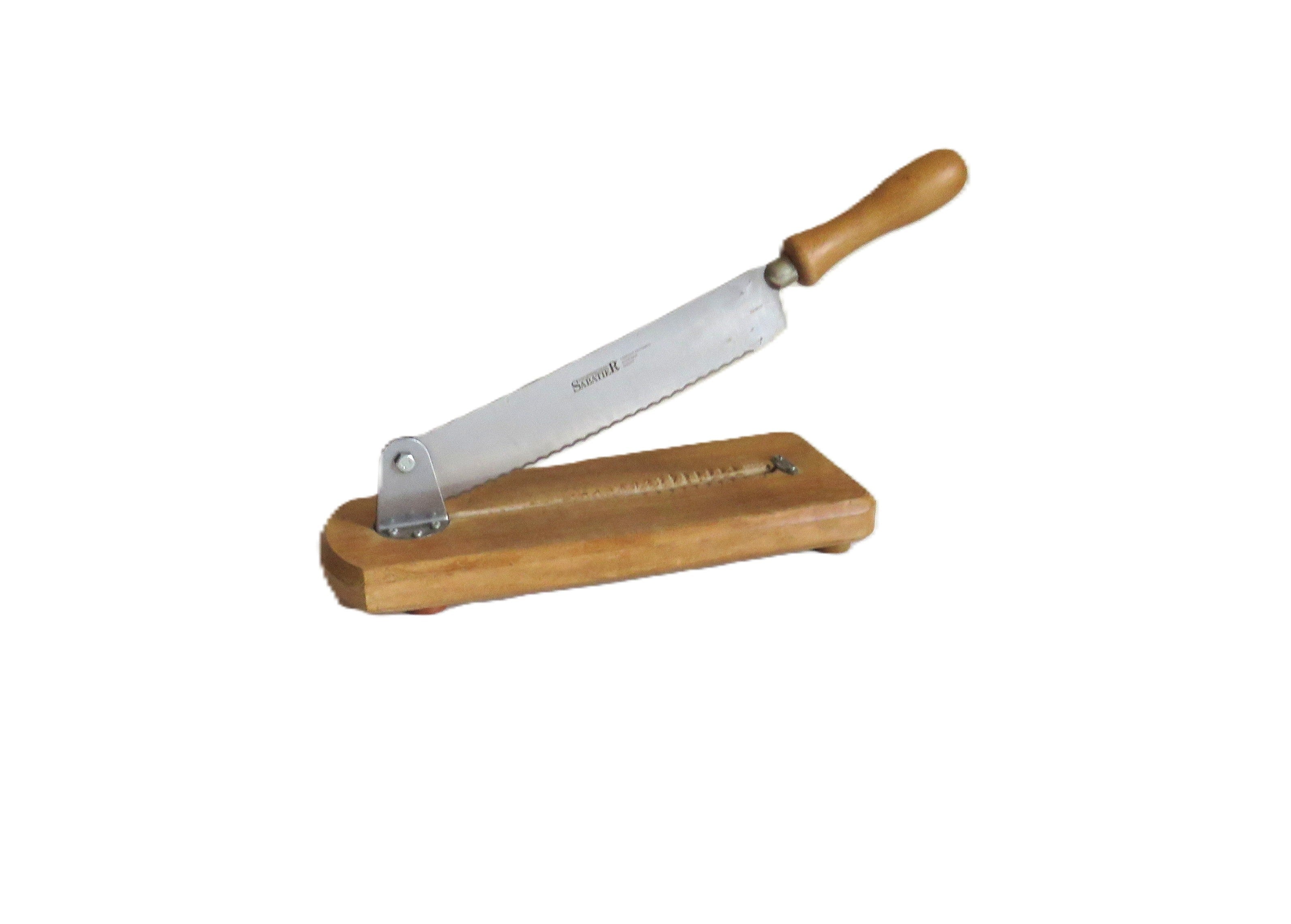 Vintage French Sabatier Guillotine Bread Cutter – Rustic Wooden Baguette Slicer Made in France - Vintage French Treasures