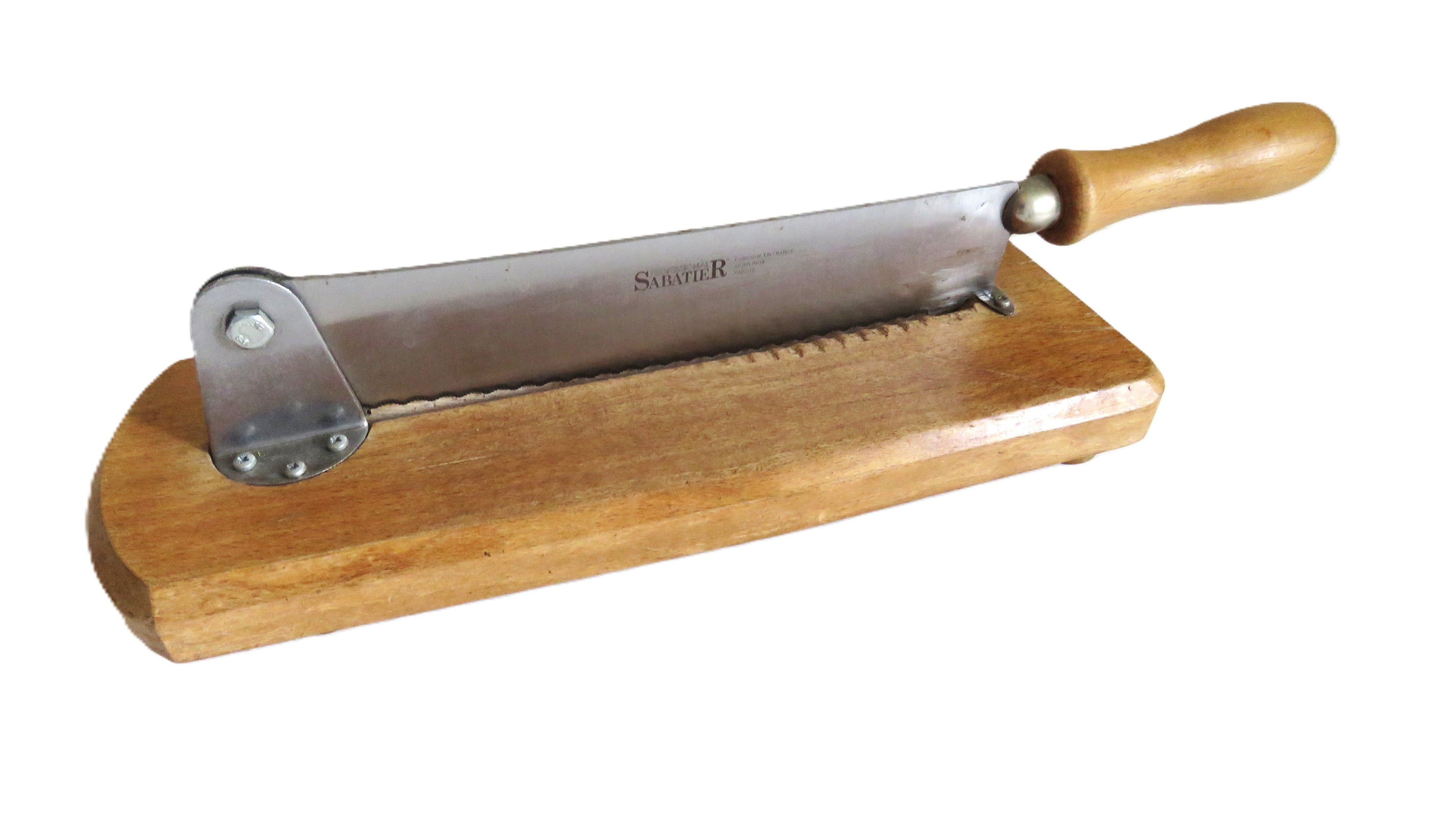 Vintage French Sabatier Guillotine Bread Cutter – Rustic Wooden Baguette Slicer Made in France - Vintage French Treasures