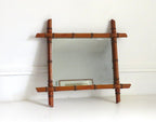 Antique French Faux Bamboo Mirror, Chinoiserie Wooden Wall Mirror, Victorian Decor -