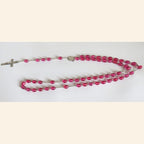 Antique French Pink Glass Rosary | Hallmarked Silver Early 1900s -