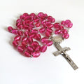 Antique French Pink Glass Rosary | Hallmarked Silver Early 1900s - Vintage French Treasures