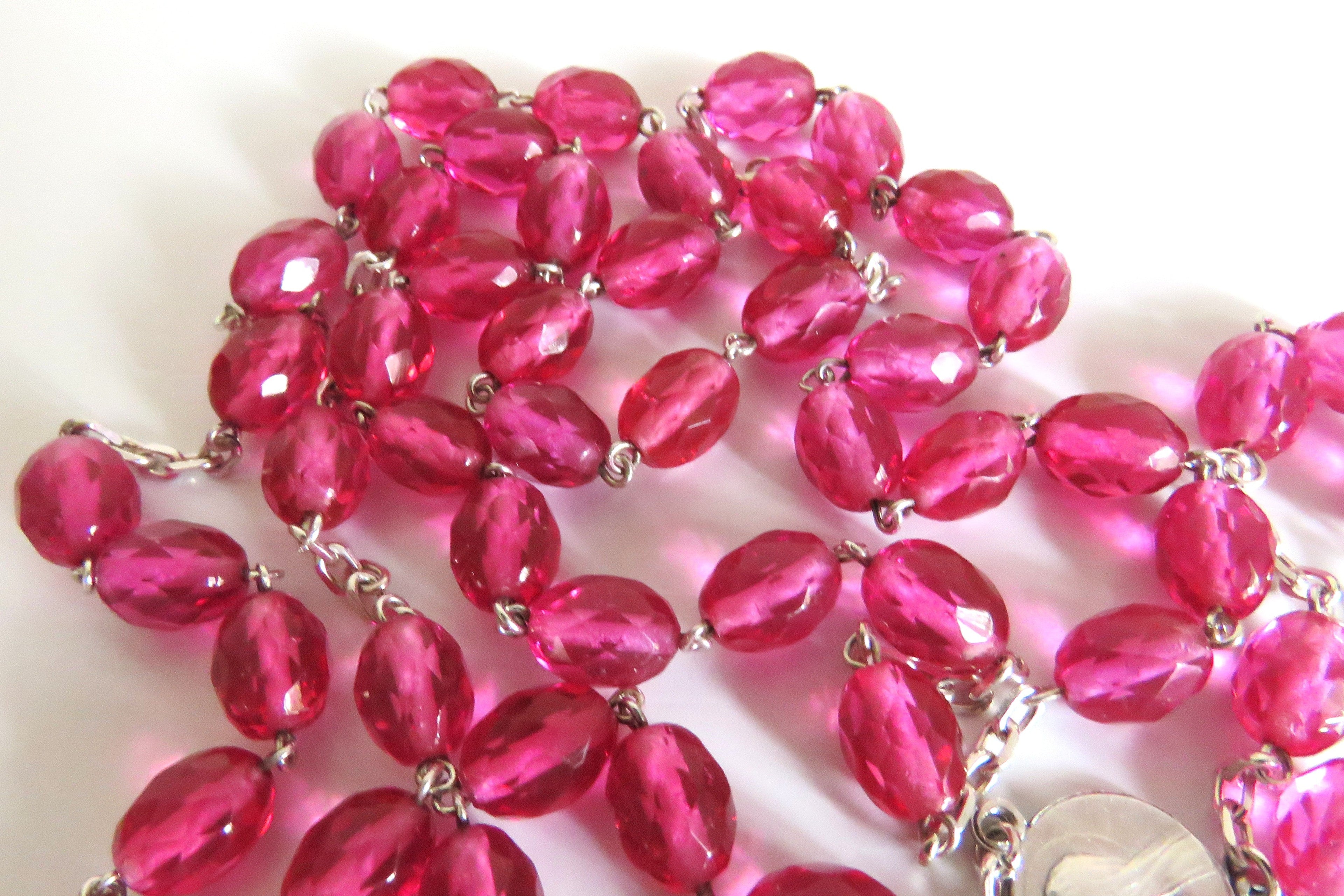 Antique French Pink Glass Rosary | Hallmarked Silver Early 1900s - Vintage French Treasures