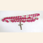 Antique French Pink Glass Rosary | Hallmarked Silver Early 1900s -