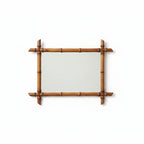 Vintage Chinoiserie Faux Bamboo Wall Mirror, Decorative Mid Century Mirror, Faux Bamboo Frame -