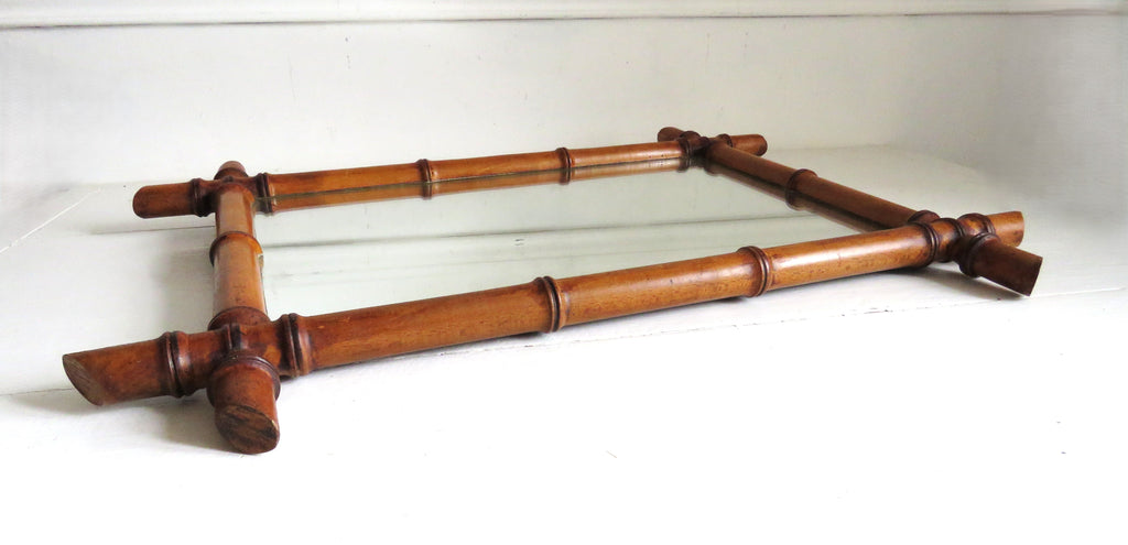 Vintage Chinoiserie Faux Bamboo Wall Mirror, Decorative Mid Century Mirror, Faux Bamboo Frame - Vintage French Treasures