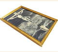 French Devotional Silk of the Crucifixion in Original Gilt Frame, Catholic Religious Wall Art - Vintage French Treasures