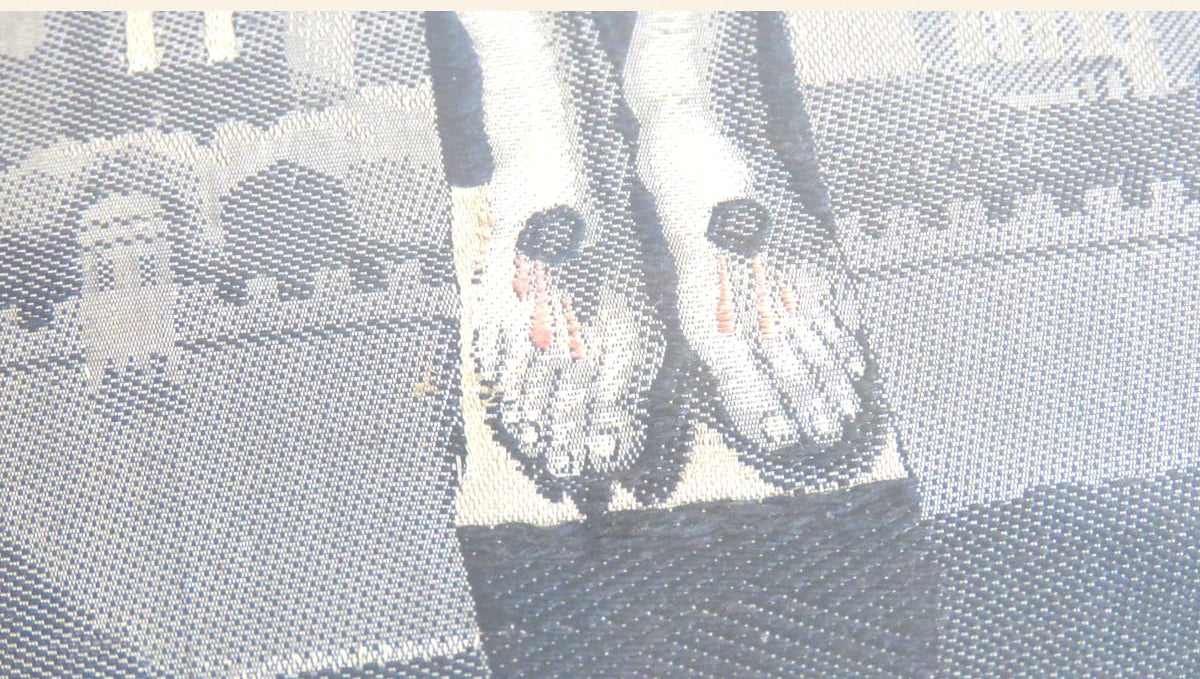 Two feet on a picture on a white background