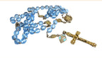 Antique French Silver Rosary Pale Blue Faceted Beads Vermeil Crucifix Marian Centre Enamel Medal -