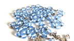 Antique French Silver Rosary Pale Blue Faceted Beads Vermeil Crucifix Marian Centre Enamel Medal -