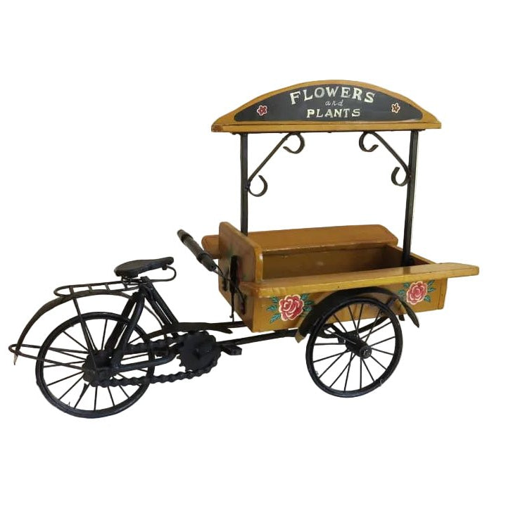 Vintage French Florist Delivery Tricycle Display | Wooden Flowers & Plants Bicycle Cart | Decorative Shop Display - Vintage French Treasures