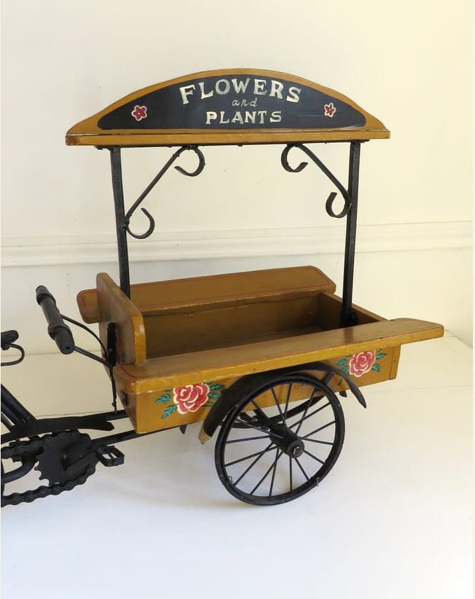 Vintage French Florist Delivery Tricycle Display | Wooden Flowers & Plants Bicycle Cart | Decorative Shop Display - Vintage French Treasures