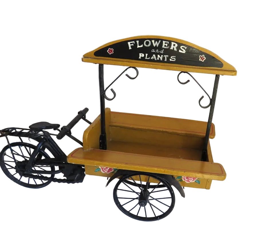 Vintage French Florist Delivery Tricycle Display | Wooden Flowers & Plants Bicycle Cart | Decorative Shop Display - Vintage French Treasures