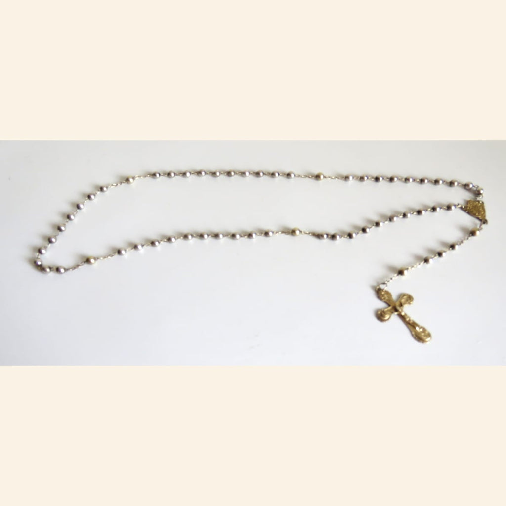 Antique French Hallmarked Silver Rosary with Vermeil Crucifix, Marian Centre & Original Purse - Vintage French Treasures