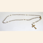 Antique French Hallmarked Silver Rosary with Vermeil Crucifix, Marian Centre & Original Purse - Vintage French Treasures