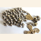 Antique French Hallmarked Silver Rosary with Vermeil Crucifix, Marian Centre & Original Purse - Vintage French Treasures