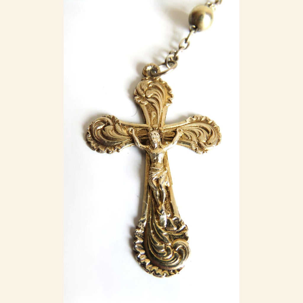 Antique French Hallmarked Silver Rosary with Vermeil Crucifix, Marian Centre & Original Purse - Vintage French Treasures