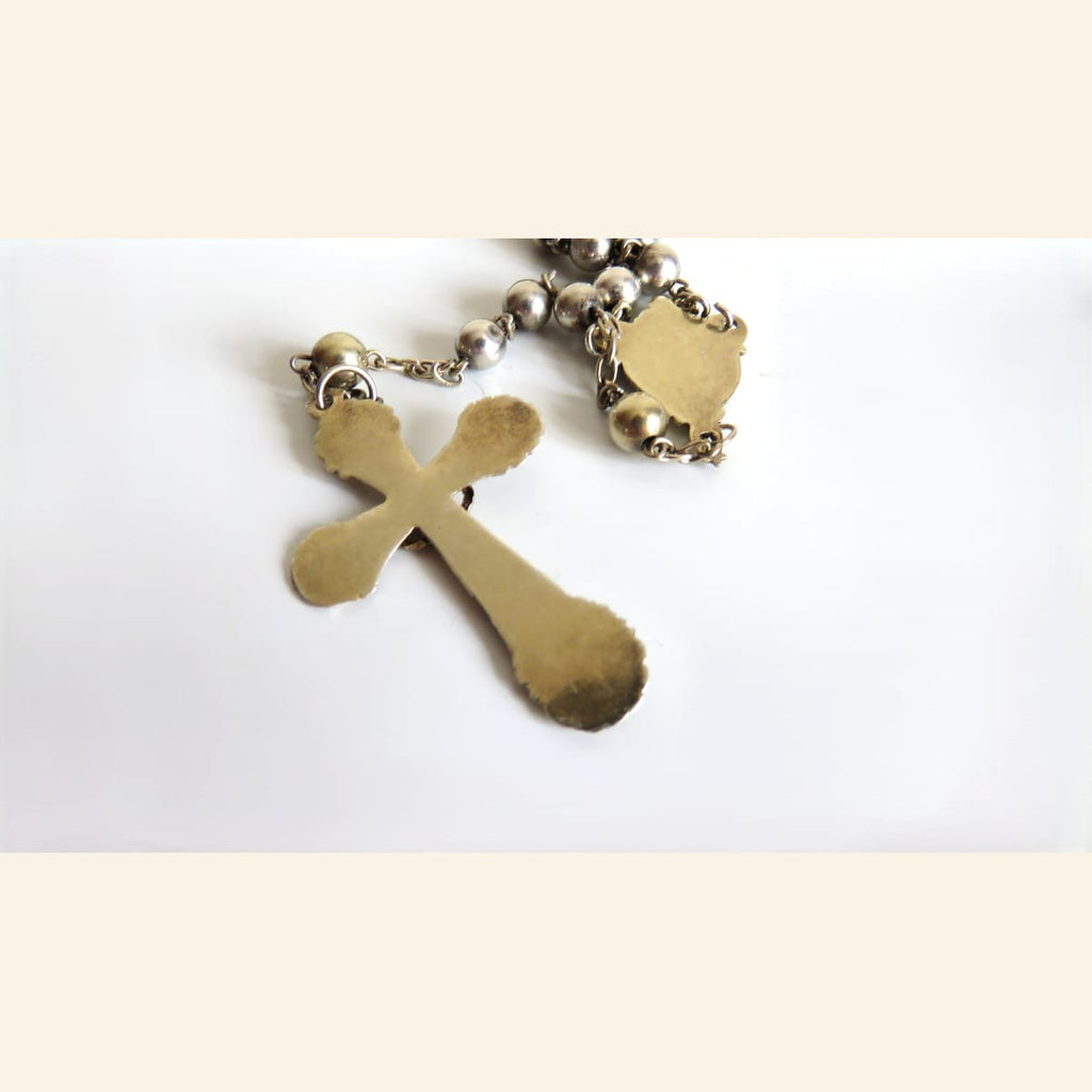 Antique French Hallmarked Silver Rosary with Vermeil Crucifix, Marian Centre & Original Purse - Vintage French Treasures