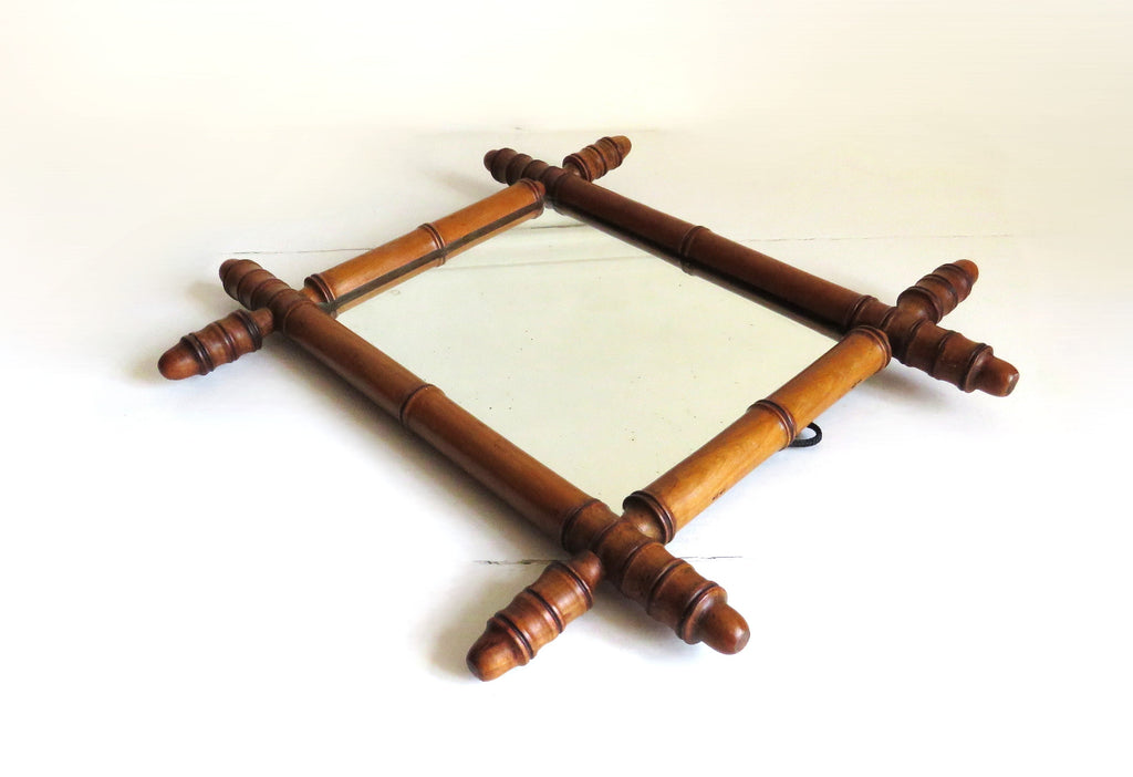 Vintage French Wooden Wall Mirror – Warm Rustic Country Style - Vintage French Treasures