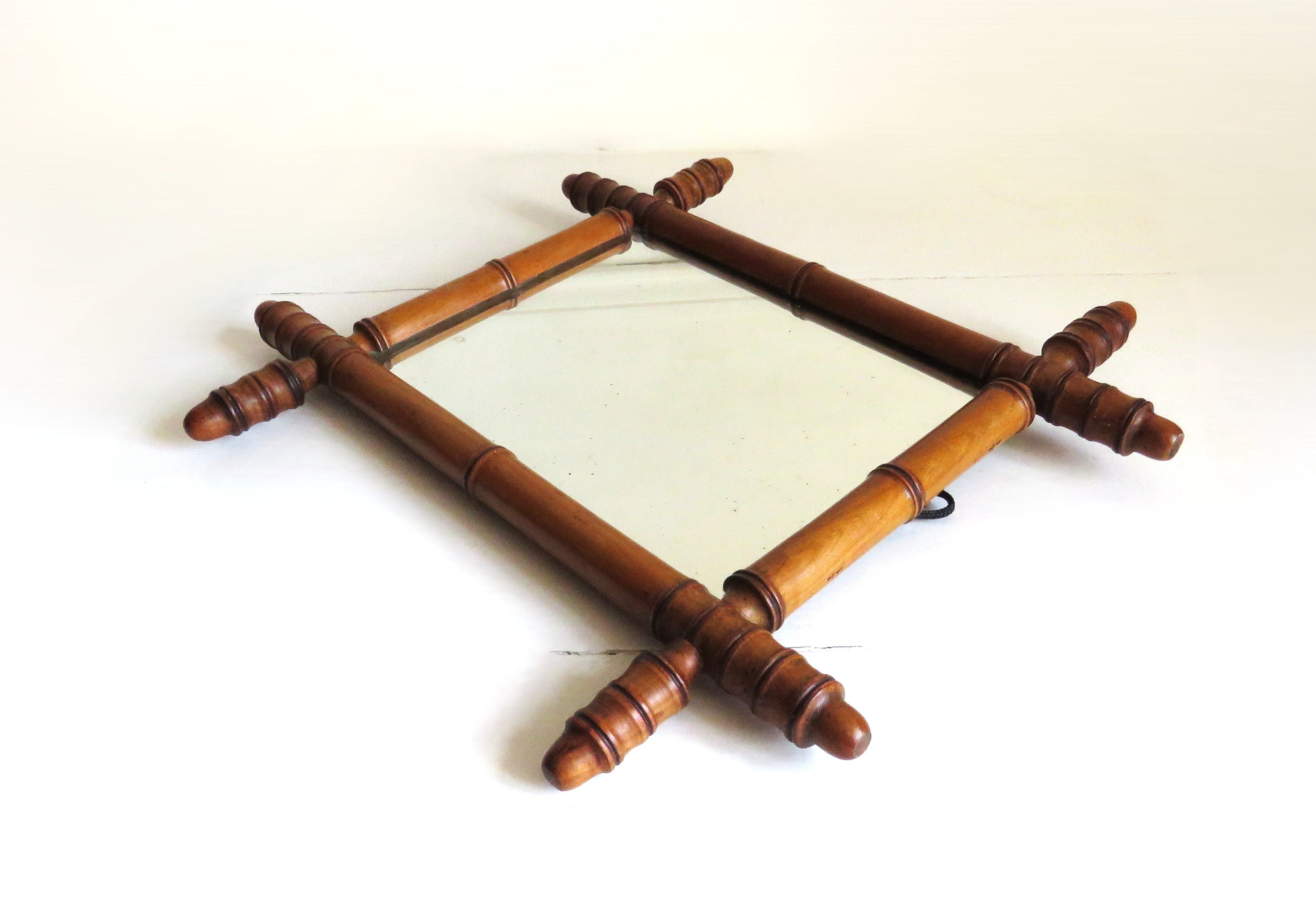 Vintage French Wooden Wall Mirror – Warm Rustic Country Style - Vintage French Treasures