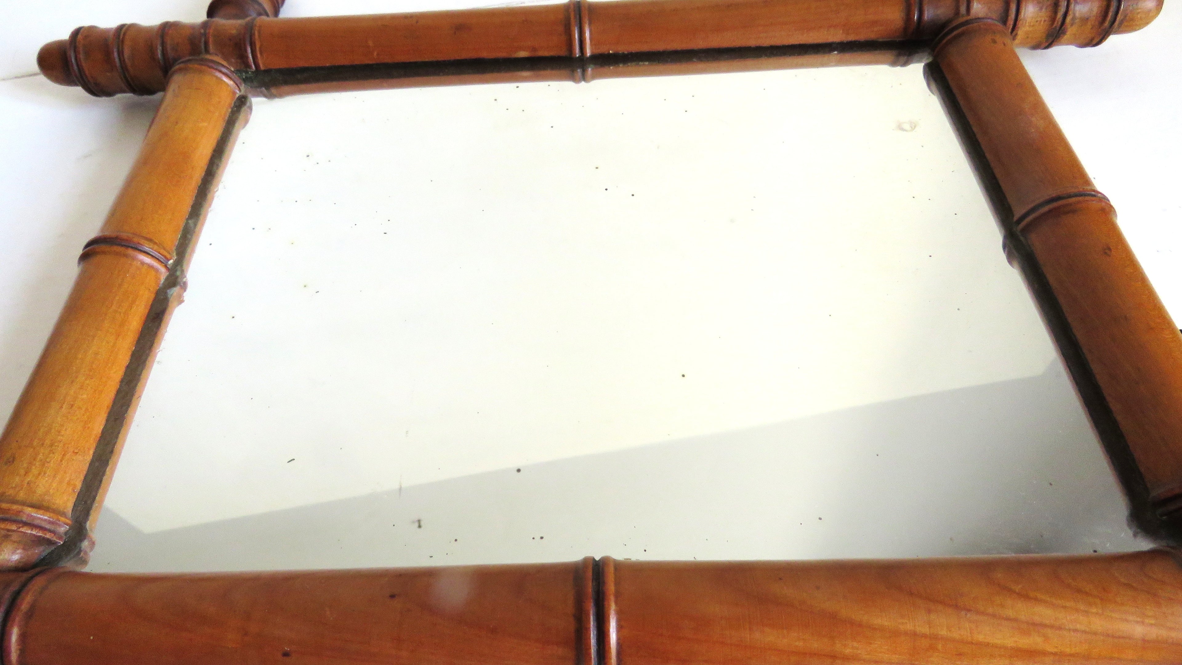 Vintage French Wooden Wall Mirror – Warm Rustic Country Style - Vintage French Treasures
