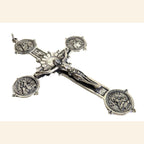 Spanish Silver Four Evangelists Cross, Christ Crucified, Catholic Devotional Cross - Vintage French Treasures
