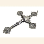 Spanish Silver Four Evangelists Cross, Christ Crucified, Catholic Devotional Cross - Vintage French Treasures