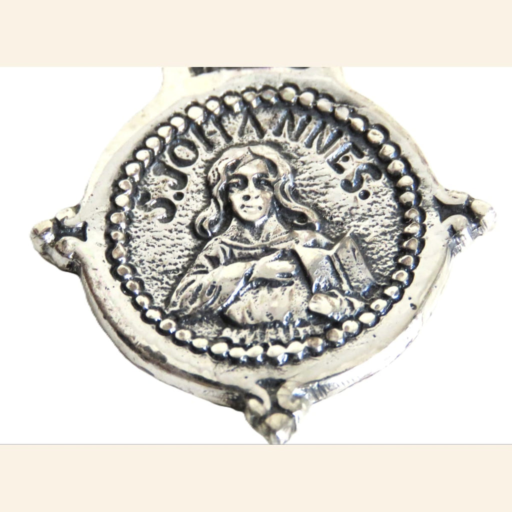 Spanish Silver Four Evangelists Cross, Christ Crucified, Catholic Devotional Cross - Vintage French Treasures